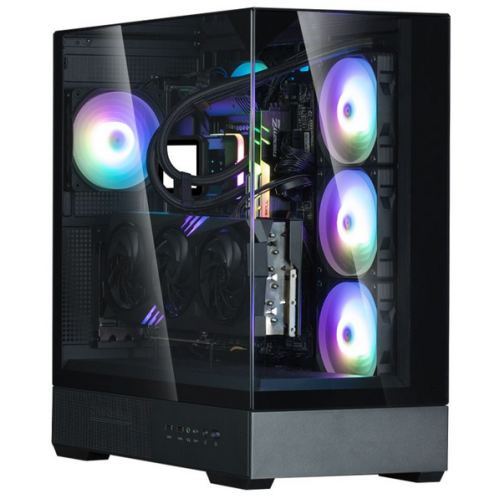Zalman Carcasa PC Zalman P40 Prism, Middle Tower, Sticla temperata, Fara sursa, ARGB, 9 ventilatoare compatibile, 1 inclus, Negru