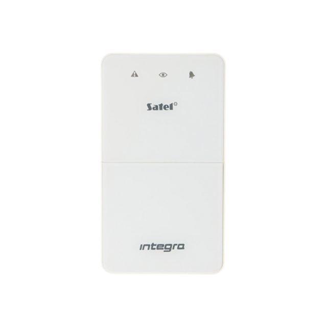 Tastatura LED de partitie Satel Integra INT-SF-W, 1 partitie, buzzer, alba