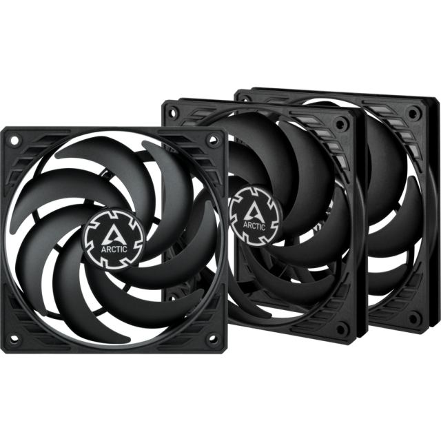 Arctic Ventilator ARCTIC P12 SLIM PWM PST, pachet 3 ventilatoare, Negru