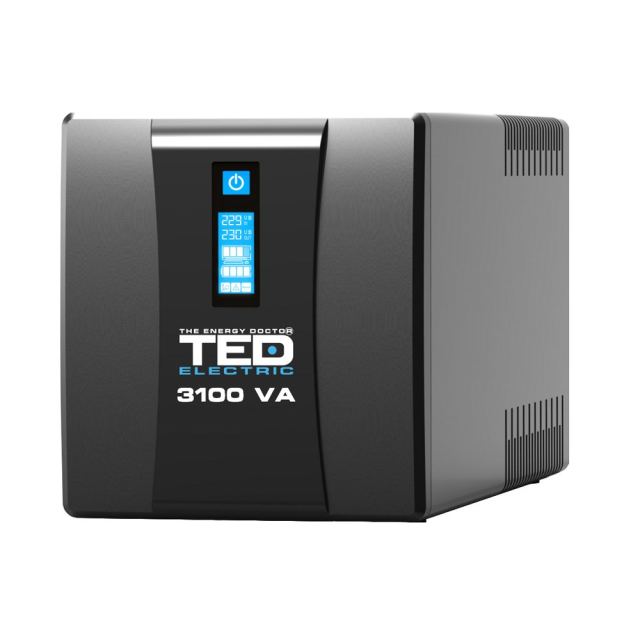 UPS cu 3 prize TED TED004673, 3100 VA  / 1800 W, LCD, management prin USB / RS-232