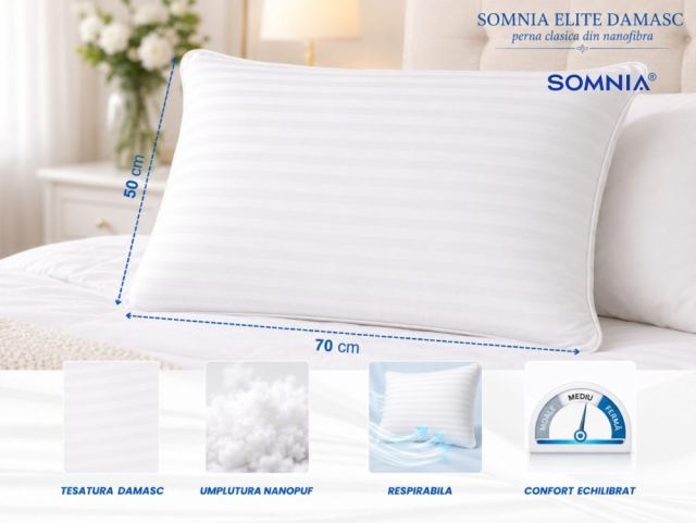 Perna clasica din nanofibra Somnia Elite Damasc 50 x 70 cm