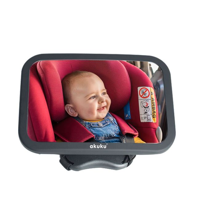 Oglinda auto pentru supravehere copii Akuku 24,8 x 18 cm, curelele solide, reglabile, reglarea unghiului de vizualizare la 360grade