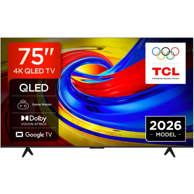 TCL Televizor TCL QLED 75P7L, 189 cm, Smart Google TV, 4K Ultra HD, Clasa E (Model 2026), Negru