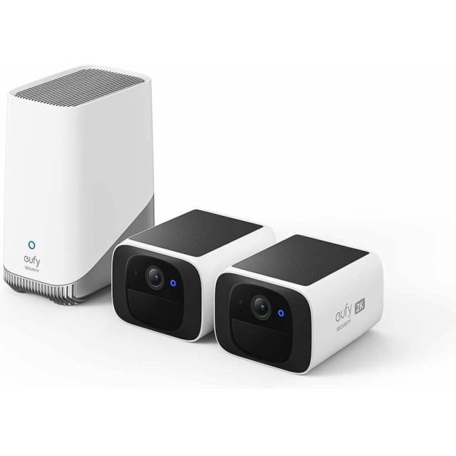 eufy Set 2 Camere de supraveghere eufy SoloCam S220 + HomeBase 3, Wireless, Panou Solar, Rezolutie 2K, 2.4 GHz Wi-Fi, IP67, Alb