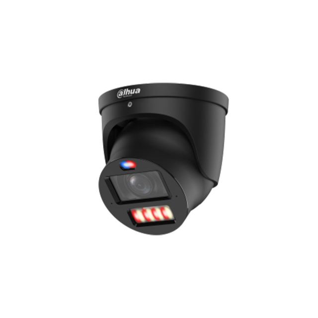 Camera supraveghere IP Dome motorizata cu iluminare duala Dahua WizSense IPC-HDW3849H-ZAS-PV-2712-PRO-Black, 8 MP, 2.7-12 mm, IR/Lumina alba 50 m, alarma sonora si luminoasa, microfon dublu, difuzor, AI, slot card, PoE+, neagra