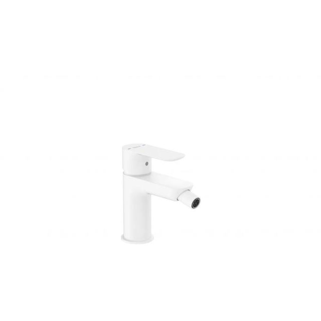 Roca Baterie bideu Roca, Gama Cala, monocomanda, levier metalic, cartus ceramic, fara set de evacuare, alb