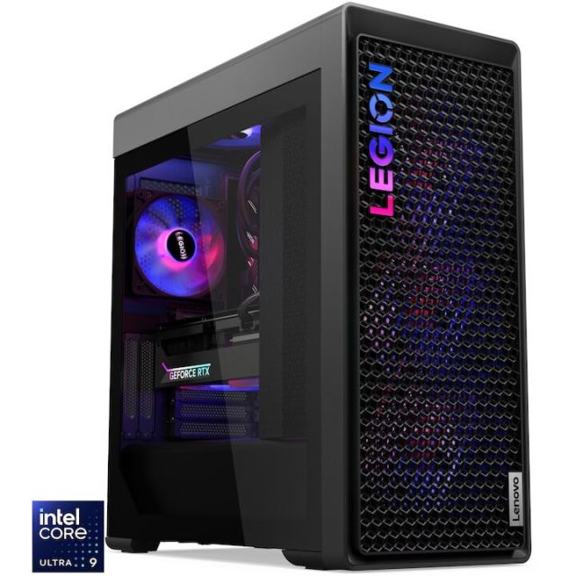 Lenovo Sistem Desktop PC Gaming Lenovo Legion T7 34IAS10, procesor Intel® Core Ultra 9 285K pana la 5.7GHz, 64GB DDR5, 2x1TB SSD, NVIDIA® GeForce RTX™ 5080 16GB GDDR7, No OS, Gri inchis