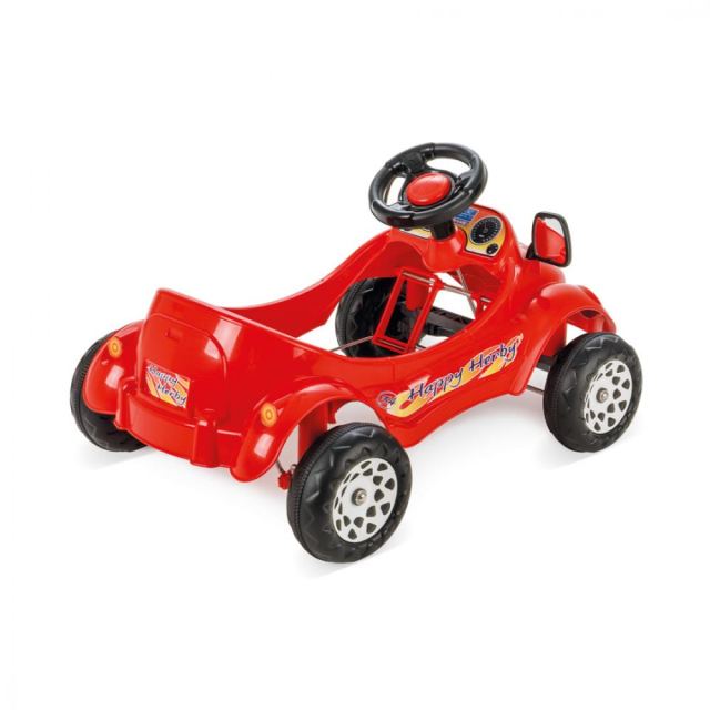 Masinuta cu pedale pentru copii Pilsan Herby Mare Rosie, Miscare liniara a pedalelor, Greutate maxima admisa 25 kg, Design prietenos, Volan cu claxon