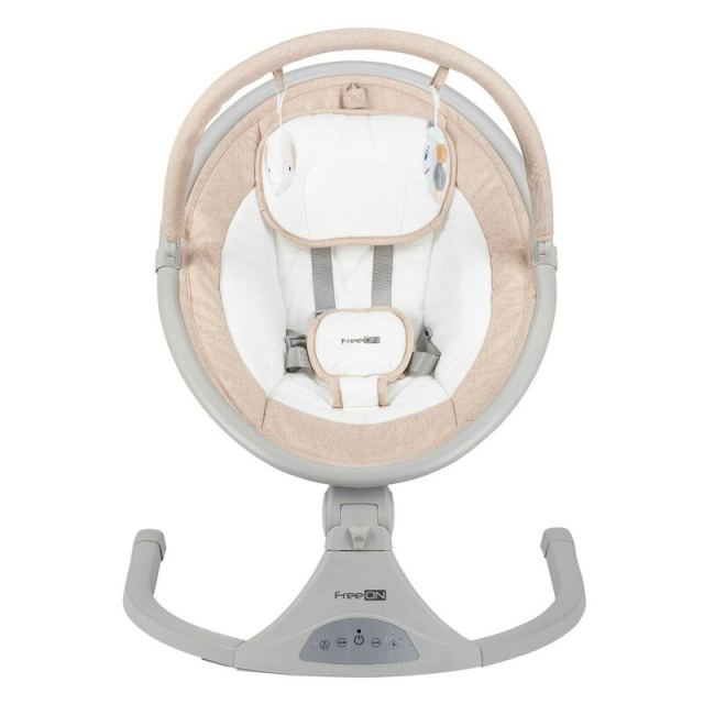 Leagan balansoar FreeOn Elite Beige cu 12 melodii, 5 viteze de balansare si 3 pozitii de reglare a spatarului