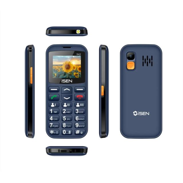 Isen Telefon mobil Dual SIM iSEN S42 SENIOR, Display 2.0, Bluetooth, Camera, Lanterna, FM Radio fara cablu, Buton SOS, Albastru