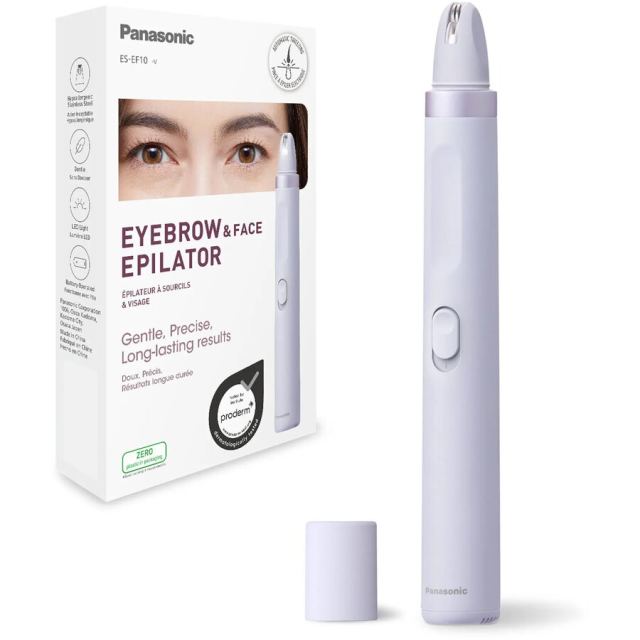Panasonic Epilator Panasonic ES-EF10-V503 pentru femei, aparat de tuns sprancene, LED, Violet