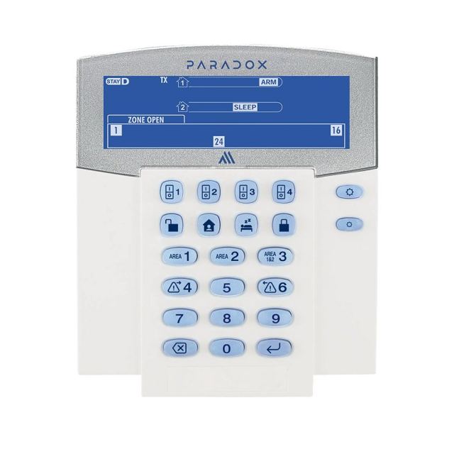 Tastatura LCD wireless Paradox K38M, 32 zone, 2 partitii