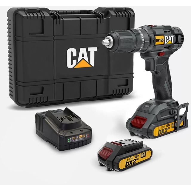 CAT Masina de gaurit si insurubat cu percutie CAT DX155.1, 18V, 2 acumulatori de 2Ah + incarcator, cutie plastic, dimensiune maxima 13mm, 50Nm, 0-400/0-1600RPM, iluminare LED