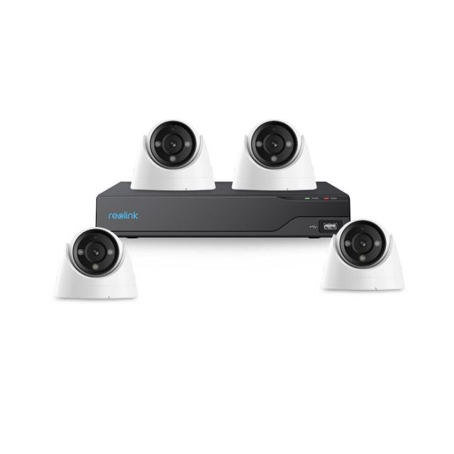 Sistem supraveghere interior IP basic Reolink KIT-RLK-4INTIP-8MP-30M-P-M-V2, 4 camere, 8MP, 2.8-8mm, LED/IR 30 m, microfon, difuzor, slot card, zoom optic 3x, PoE, HDD 2 TB