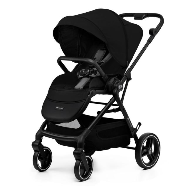 Carucior pentru copii 3 in 1 Kinderkraft Yoxi Pure Black 0-22 kg, cadru din aluminiu, accesorii incluse