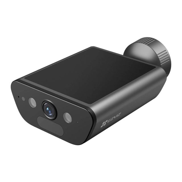 Camera supraveghere exterior IP WiFi 6 cu panou solar EZVIZ CS-EB5-R100-2F8WFL, 8 MP, 2.8 mm, IR/lumina alba 15 m, 2.4 GHz, acumulator 10400 mAh, microfon si difuzor, sirena, slot card