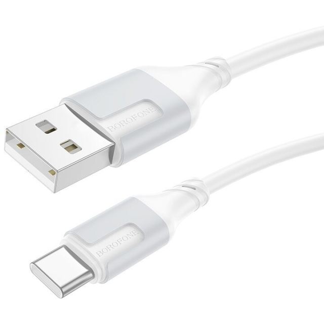 Borofone CABLU alimentare si date Borofone BX101, Fast Charging Data Cable pt. smartphone, USB la USB Type-C 3A, 1m, Alb