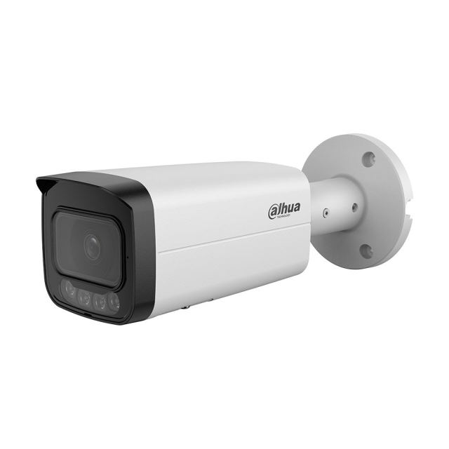 Camera supraveghere exterior IP cu iluminare duala Dahua WizMind IPC-HFW5859T-ASE-IL, 8 MP, 2.8 mm, IR 80 m, lumina alba 60 m, microfon, slot card, functii AI, detectie faciala, people counting, SMD 4.0, AcuPick, alarma, PoE