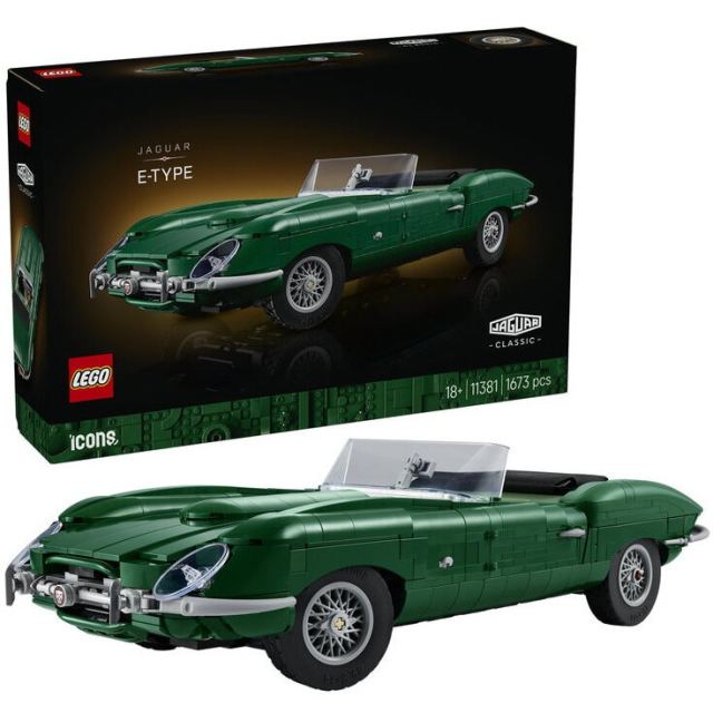 LEGO® Set de constructie pentru adulti Masina sport clasica LEGO® Icons Jaguar E-Type 11381, Decoratiune pentru Living, Idee de Cadou pentru Barbati si Femei Pasionati de Jocuri cu Masini, 1673 piese