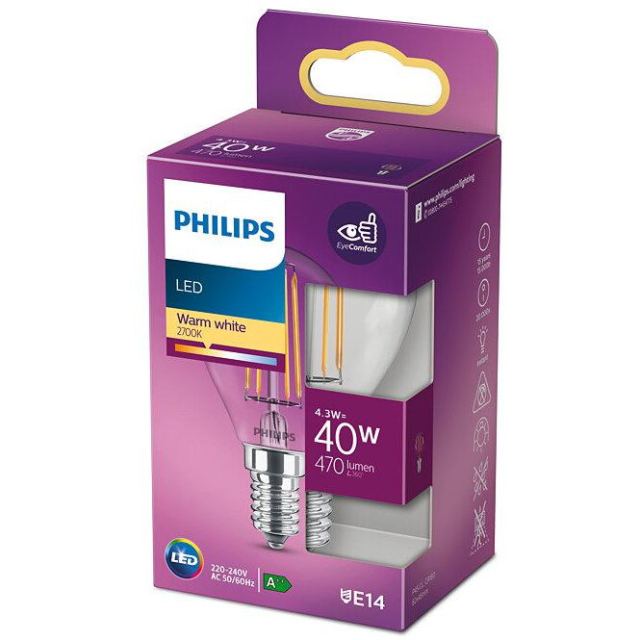 Philips Bec LED Philips tip lumanare E14, 4.3W (40W), 220-240V,