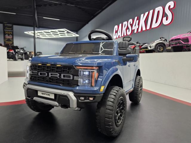 Masinuta electrica pentru copii Ford Raptor 24V Albastru, 2 locuri, licenta oficiala, telecomanda 2.4G, scaun piele
