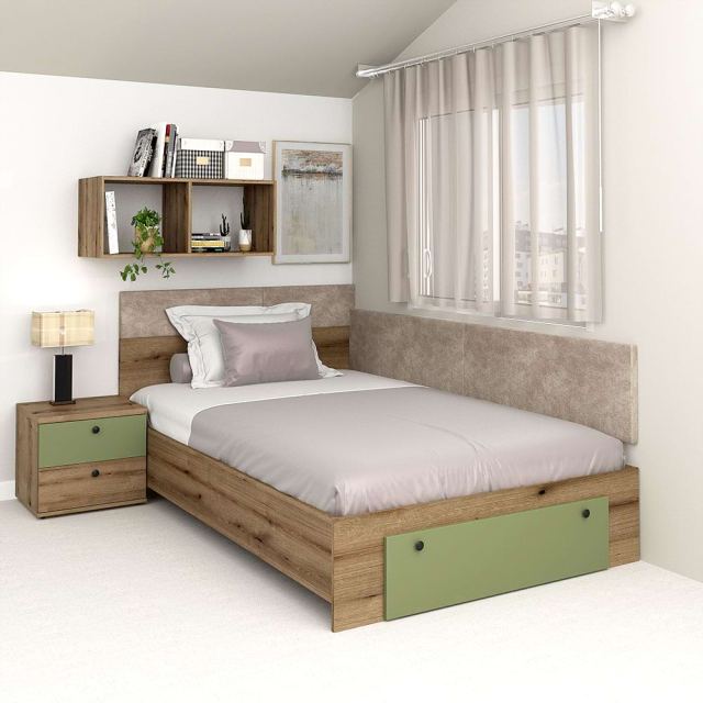 Pat colt de o persoana cu sertar frontal AMBRO, 120x200