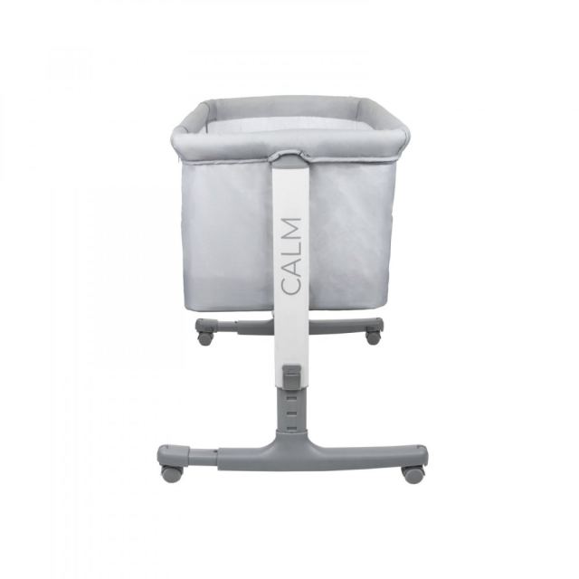 Patut Co Sleeper Asalvo Calm gri, reglabil 5 nivele de inaltime, picioare extensibile, material moale si usor de curatat, 80 x 65 x 84