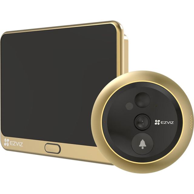 Vizor electronic smart WiFi cu sonerie Ezviz CS-DP2C-GOLDEN, 2 MP, 2 mm, IR 5 m, PIR 6 m, slot card, 4.3 inch, microfon, difuzor, acumulator 4600 mAh