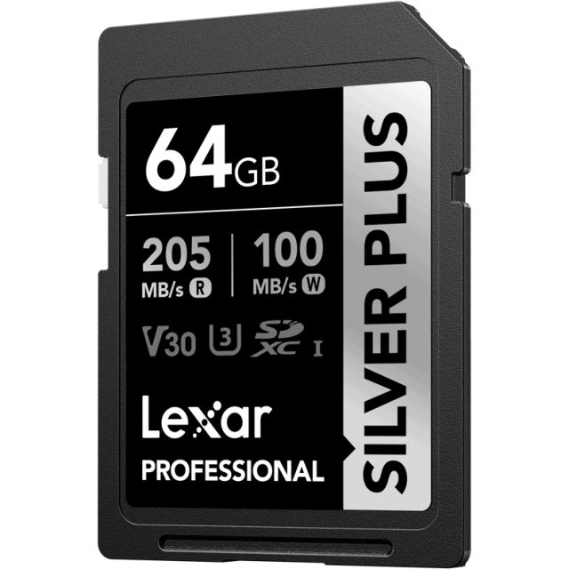 Lexar Lexar SDXC Professional SILVER Plus UHS-I/U3/A2/4K R205/W100 (V30) 64 GB