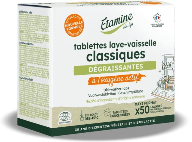 Tablete eco clasice fara parfum pentru masina de spalat vase Etamine cu oxigen activ 50 bucati