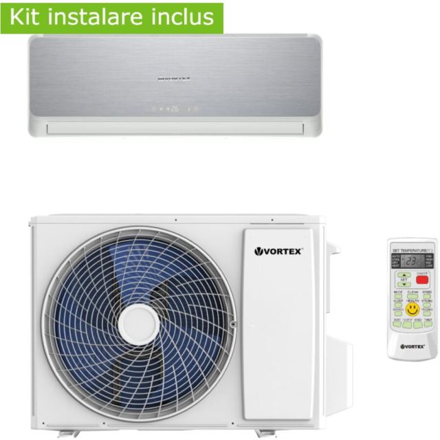 Vortex Aer conditionat Vortex Wi-Fi VAI1222FJSVW, 12000 BTU, clasaenergetica A++, cu kit de instalare inclus, Argintiu
