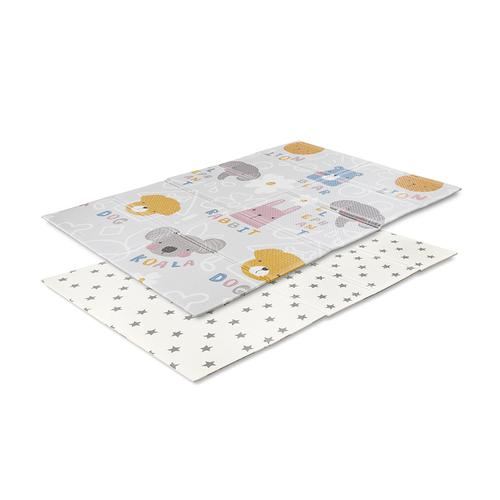 Covoras de joaca termic pentru copii Lorelli Buddies & Stars, din spuma XPE, design cu doua fete, pliabil, 120 x 180 cm