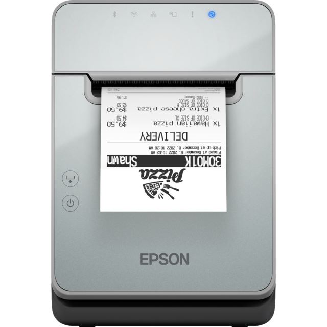 Epson Imprimanta de etichete Epson TM-L100, termica directa, rezolutie 203 x 203 DPI, Diametru maxim rola 102 mm, USB 2.0, Ethernet (LAN), Serial (RS-232), Cutter
