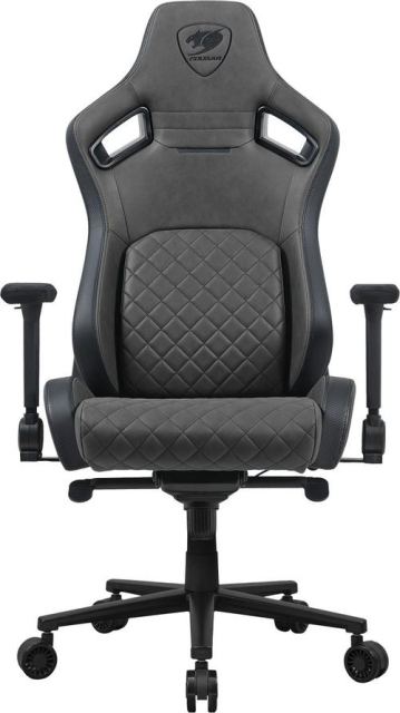 Scaun gaming COUGAR Defensor S Jet Gray F, Max 150 kg, 5 roti, Ajustabil, Perna lombara (Gri)