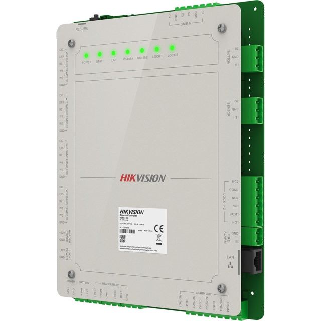 Centrala control acces IP Hikvision Pro DS-K2622X(P), 2 usi, OSDP/Wiegand, 10/100 Mbps, 100.000 utilizatori, tamper, configurare web