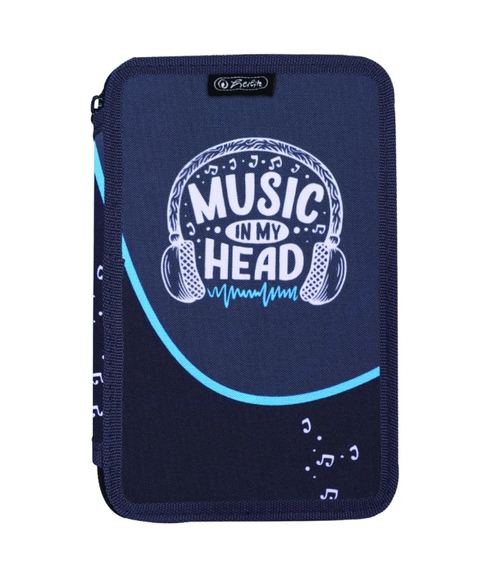 Penar neechipat Herlitz, 3 fermoare, dimensiune 20 x 6 x 13 cm, motiv Music
