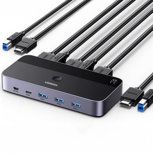 Switch KVM Ugreen CM664, 3xUSB-A, 2xUSB-B, 2xUSB-C, 3xHDMI, micro USB (Negru)