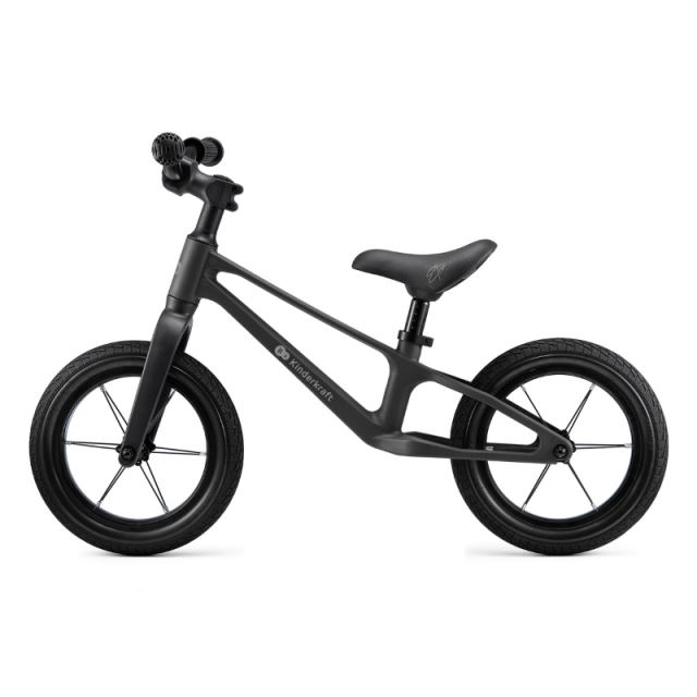 Bicicleta pentru copii Kinderkraft Eter Black fara pedale, roti 12 inch, scaun ergonomic reglabil, greutate admisa 35 kg