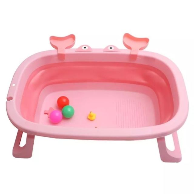 Cadita pliabila cu picioare antiderapante Pink Crab
