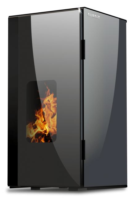 Termosemineu pe peleti Burnit Vision Grey 13 kw, echipat cu pompa de circulatie, vas de expansiune, automatizare, suprafata pana la 80 metri patrati
