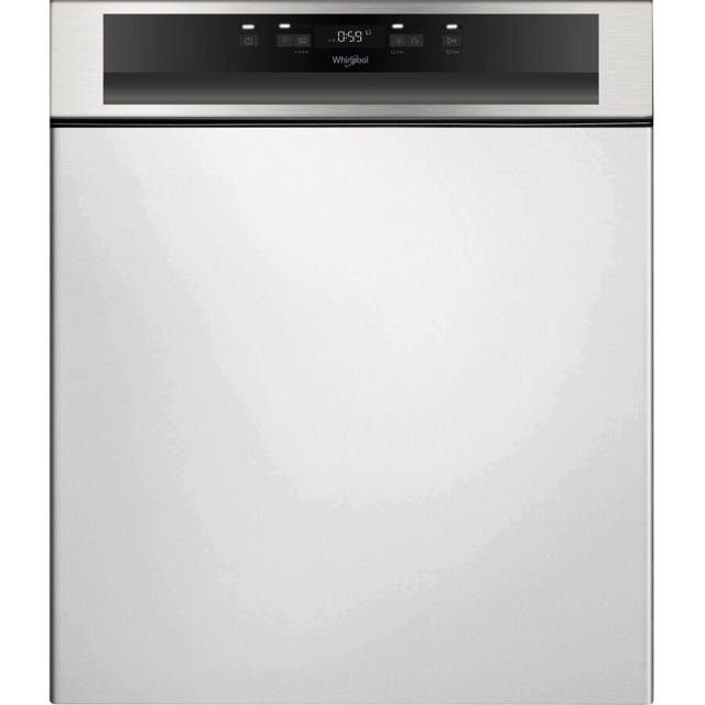 Whirlpool Masina de spalat vase semi-incorporabila Whirlpool WBC3C34PFX, 14 seturi, 8 programe, Clasa D, Motor Inverter, PowerClean Pro, Tehnologia al 6-lea Simt, Sistem Natural Dry, 60 cm, Inox