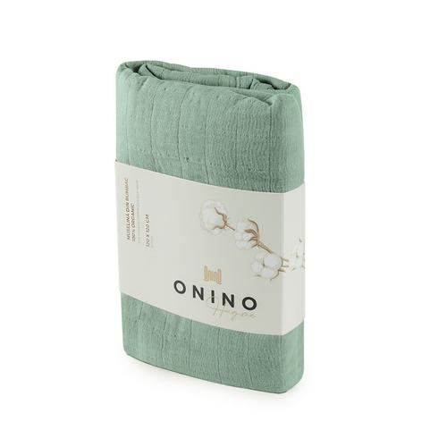 Muselina multifunctionala din bumbac 100% organic ONINO HUG.me Serene Green, 120 x 120 cm, certificata GOTS