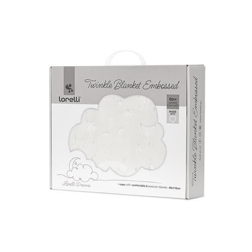 Paturica pentru bebelusi Lorelli Twinkle, material moale, model decorativ in relief, 80 x 110 cm, 0 luni+, Alb