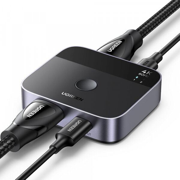 Ugreen Switch Video HDMI / USB-C UGREEN AW503 (55452), Rezolutie 4K la 60Hz, Gri
