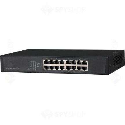 Dahua Switch Dahua S3016-16GT,16 porturi Unmanaged, Interfata: 14 x 10/100 Mbps, 2x uplink, Capacitate 32 Gbps