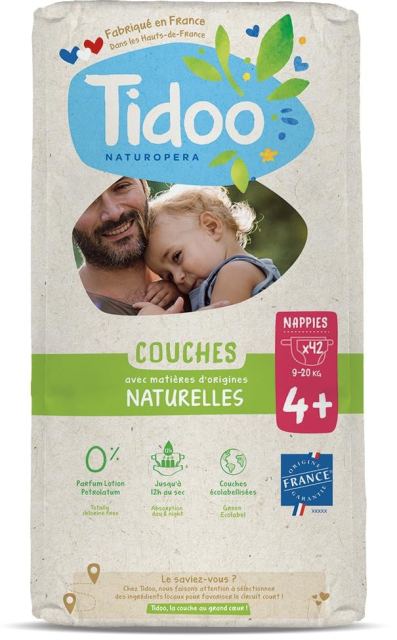 Scutece T4+(9-20kg) ECO hipoalergenice, marimea 4+ Tidoo 42 bucati
