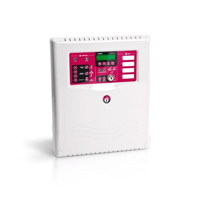 Centrala detectie incendiu conventionala SATEL CSP-204, 4 zone, 4 iesiri, LCD, 12/24V, 2 circuite semnalizare, 72h autonomie