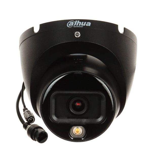 Camera supraveghere IP Dome cu iluminare duala Dahua IPC-HDW1639T-A-IL-0280B-S6-BLACK, 6 MP, 2.8 mm, IR/lumina calda 30 m, microfon, detectie persoane, PoE, neagra