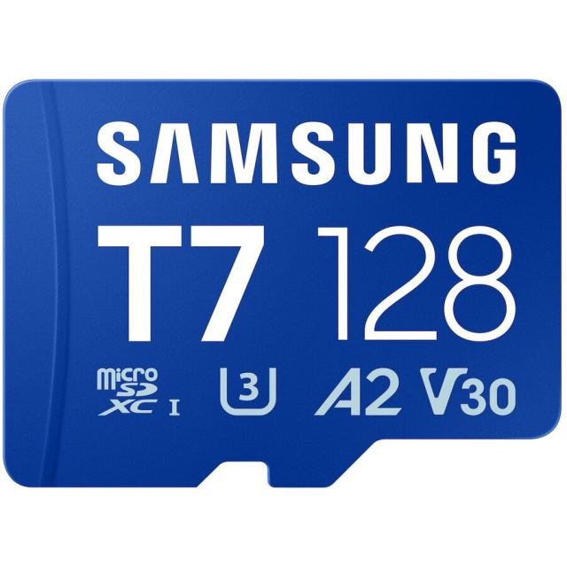 Samsung Card de memorie microSD Samsung T7 de 128 GB pentru smartphone-uri, tablete si console portabile, viteza de citire de pana la 170 MB/s, Albastru