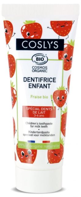 Pasta de dinti Bio pentru dinti de lapte 3-6 ani cu capsuni Coslys 50 ml